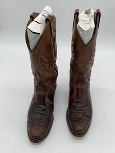 Vintage Dan Post Brown Lizard Western Cowboy Boots Men's Size 9 D GREAT! - Picture 1 of 9