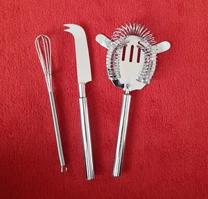 Cocktailbesteck Barbesteck Seiher Cocktailsieb Obstmesser Quirl Edelstahl 1980er - Bild 1 von 4