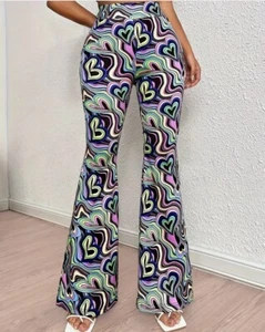 Herzdruck Schlaghose, Schlupfhose 70iger Stil lässige elastische Hose Gr.: M - Bild 1 von 4