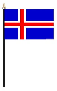 ICELAND EUROPE PACK OF 12 SMALL HAND FLAGS flag 6"x4" with 10" pole - Picture 1 of 1