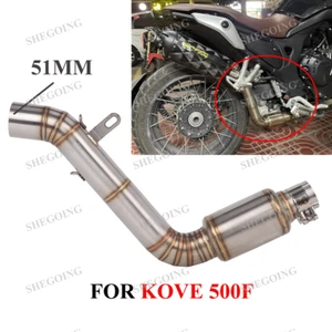 For KOVE 500F ALL years Motorcycle Exhaust Slip On Middle Link Pipe 51MM Muffler - Imagen 1 de 5