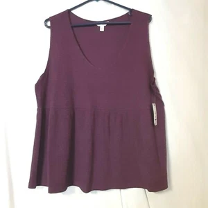 terra & sky Womens Knit Peplum Tank Top Purple Size 1X(16W-18W) - Picture 1 of 4