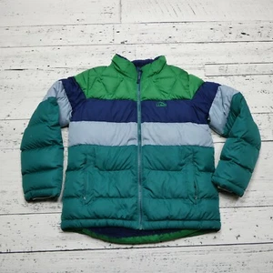 LL Bean Down Jacket Youth M 10-12 Blue Green Sherpa Lined Insulated Coat - Picture 1 of 9