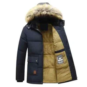 2024 Neu Herren Winter Herbst Work Outwearing Parka Schwarz Fleece Gefüttert Dick Warm - Bild 1 von 14