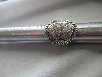 Sterling Silver Chain Hammered Saddle Ring 925 with 18K Gold sz7  - Image 1 of 4