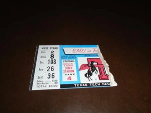 1976 SMU AT TEXAS TECH COLLEGE FOOTBALL TICKET STUB EX - Picture 1 of 2
