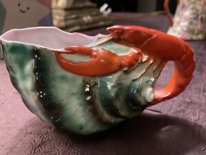 Early 20th Century Royal Bayreuth Lobster Conch Shell Sauce Creamer Bowl