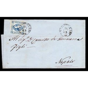 SP804 - 1863 Brief 15 Cent Lithographie Sas.13 - Von Castrovillari nach Neapel - Bild 1 von 2