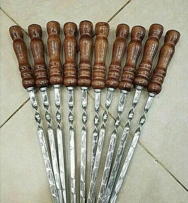 Top Set of 6 Stainless Steel Skewers Shashlik Barbecue Grill Kebab BBQ 74/60 cm - Image 1 of 4