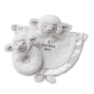 Juego de manta y sonajero Nat and Jules Tender Blessings Serenity Lamb Blankie nuevo Foto 1 de 2