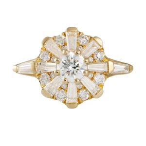 Anillo de boda de compromiso circonita cúbica chapado en oro amarillo de 18 quilates joyería de moda para mujer R125 - Imagen 1 de 6
