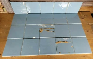 Vtg Salvage Florida Ceramic Wall Tile 2FT8 USA 4 3/8" Powder Blue Gloss Lot 20 - Picture 1 of 11