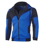 Men's Zip Up Hoodie Jacket Coat Plain Hooded Fleece Hooded Sweatshirt Athletic