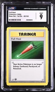 Full Heal 82/102 1st Edition Pokemon Base Set CGC 9 Mint WOTC vintage  - Picture 1 of 2