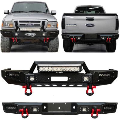 Fit 1998-2011 Ford Ranger Front or Rear Bumper W/Winch Plate & LED Lights Foto 1 de 4