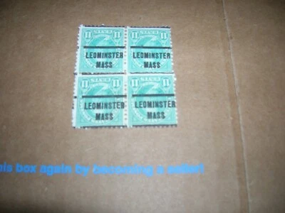  4 STAMPS 1922 US HAYES 11 CENT PRECANCELED INVERTED LEOMINSTER MASS RUTHERFORD  - Image 1 of 4