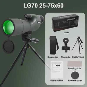 Spotting Scope 25-75X60 Zoom Telescope Monocular FMC BAK4 Waterproof With Tripod - Picture 1 of 8