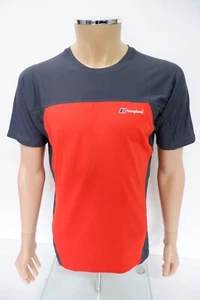 Berghaus Mens Gym Top T Shirt Size M Medium Orange Grey Short Sleeve - Picture 1 of 9