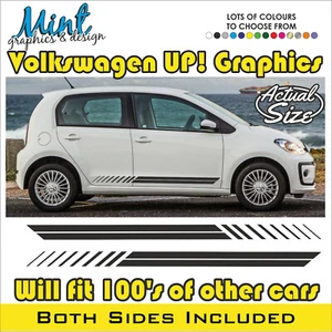VW UP! Volkswagen Side 3 & 5 Door Stripes Decals Stickers Graphics FREE P&P 016 - Picture 1 of 4