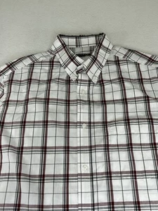 George Men's Button Down Short Sleeve Burgundy Plaid Shirt Size M (38-40) - Picture 1 of 9
