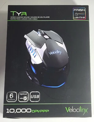 Velocilinx Tyr Optical Six Button 10,000 DPI Gaming Mouse USB Interface - Image 1 of 4