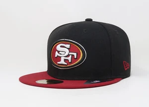 New Era 59Fifty Men Boys Cap San Francisco 49ers 2Tone Black Red Fitted Hat - Picture 1 of 5
