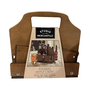 Reusable Folding Wooden Beer or Soda Bottle Caddy.  New - Picture 1 of 1