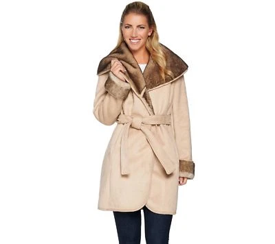 Casaco G.I.L.I Faux Shearling Gola, Soft Fawn, Tamanho 4 - Imagem 1 de 3