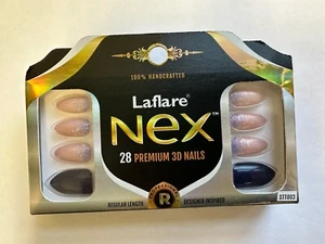 NEU" Laflare Nex 28 Premium 3D Nägel normale Länge Handarbeit mit Kleber. B24 - Bild 1 von 9