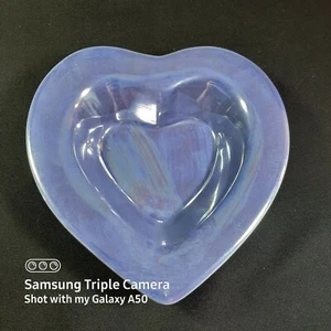 Trinket Dish Heart Shaped Purple Iridescent Glaze 5" x 5" Vanity Gift Valentine - Picture 1 of 12