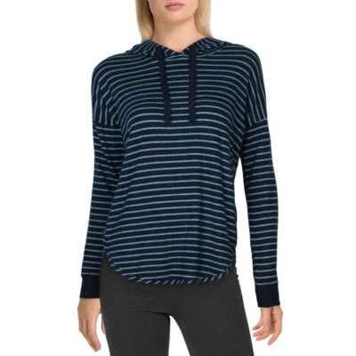 Alfani Intimates 女式蓝色条纹长袖针织连帽衫,尺寸 M — 第 1/2 张图片