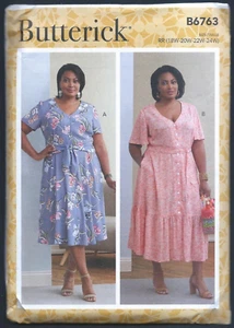 NEW/UNCUT Butterick B6763 Misses Dress Pattern 2 Variations (Sizes 18-24) - Picture 1 of 2