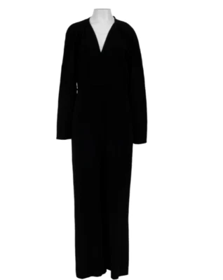 Stella McCartney Women V Neck Jumpsuit Size 46 Black Stretch Viscose - Image 1 of 4