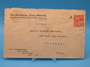 1914 Heilsarmee London Brief nach Bilhorn Bros. Chicago - ausgefallener Stempel - Bild 1 von 4