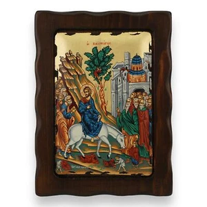 Palmsonntags-Ikone - handgefertigte griechisch-orthodoxe byzantinische Ikone - Bild 1 von 7