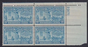 1944 Special Delivery Sc E17 13c Motorcycle Delivery MNH plate block of 4 (KF - Picture 1 of 1