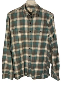 J CREW Mens L Brushed Cotton Flannel Shirt-Green Tartan-NEW - Picture 1 of 5
