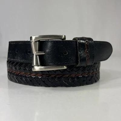 Cole Haan Laced Black Leather Dress Belt - Men's Size 34/85 - Image 1 of 4