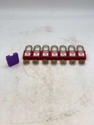 Master Lock 410KAS6RED Lockout Padlock w/ Key *Lot of (7)* (No Box) - Image 1 of 4