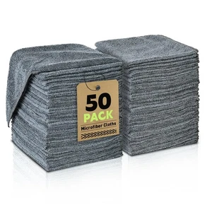 Microfiber Cleaning Cloths Bulk-50 Pack, Gray Microfiber Towels for Cars, Ult... - Picture 1 of 7