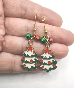 Pendientes colgantes GT esmaltados campana árbol de Navidad perforados, 2", D31 - Imagen 1 de 3