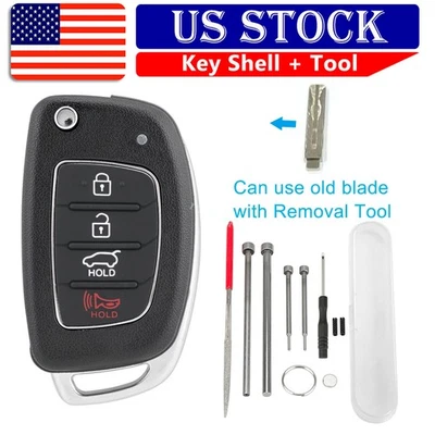 FOR 2014 2015 2016 2017 HYUNDAI SONATA FLIP KEY FOB SHELL & BLADE T RANSFER TOOL - Imagem 1 de 4