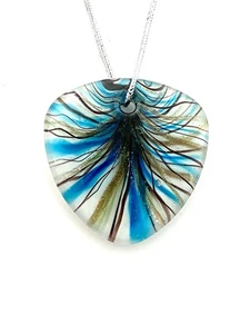 Lampwork Glass Pendant/Ornament with 17-18.5" Silver Braided Cord - Picture 1 of 1
