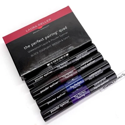 Laura Geller 4pc Set The Perfect Pairing Liquid & Powder Eyeliner Duo Boxed NEW - Image 1 of 4