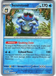 Seismitoad 052/197 Pokemon SV03: Obsidian Flames Reverse Holo Uncommon NM - Picture 1 of 2