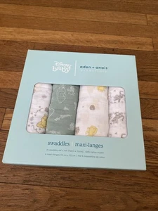 New Aden & Anais Winnie & Friends Essentials Cotton Muslin 4 Pack Swaddles - Picture 1 of 13