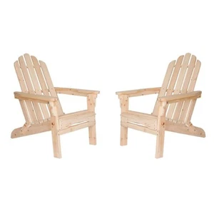 37 in. H Natural Folding Wood Outdoor Adirondack Chair (Set of 2) - Picture 1 of 5