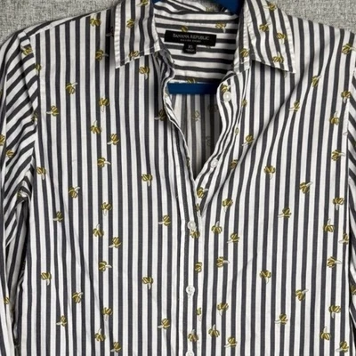Camisa Banana Republic Dillon Abotonada Rayas Blanco y Negro Plátanos XS Foto 1 de 4