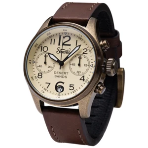 Orologio Szanto Pilot 41 mm - A. Custodia oro, quadrante avorio, cinturino marrone SZ4553 - Foto 1 di 10