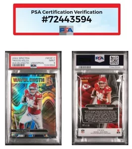 TRAVIS KELCE 2022 LUNGHEZZA D'ONDA SPECTRA UNIVERSALE PRIZM/10 PSA NUOVO DI ZECCA 9 SUPER RARO - Foto 1 di 5